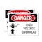 Signmission High Voltage Overhead Danger Sign, Vinyl Decal, 14in W x 10in L, 2PK OS-2PACK-DS-D-1014-L-1334 - alternate 1
